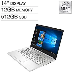 Newest_HP 14" IPS Anti-Glare WLED-Backlit FHD Display, 10th Generation Intel Core i7-1065G7 Processor, 12GB RAM, 512GB SSD, Wireless+Bluetooth, Webcam, Full-Size Backlit Keyboard, Window 10