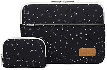 Canvaslife Black Star Pattern 360 Degree Protective 14 inch Waterproof Laptop Sleeve case Bag with Pocket for 14 inch 14.0 inch Laptop