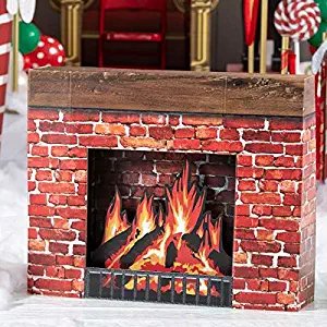 Cardboard Christmas Fireplace Party Decoration Photo Prop Standee Standup Standup Photo Booth Prop Background Backdrop Party Decoration Decor Scene Setter Cardboard Cutout