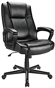 Realspace Hurston Bonded Leather High-Back Chair, Black