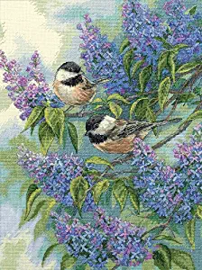 Dimensions 'Chickadees and Lilacs' Counted Cross Stitch Kit, 14 Count Ivory Aida, 12" x 16"