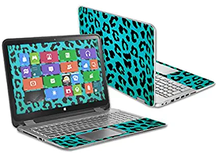MightySkins Skin Compatible with HP Envy x360 15.6" - Teal Leopard | Protective, Durable, and Unique Vinyl Decal wrap Cover | Easy to Apply, Remove, and Change Styles | Made in The USA