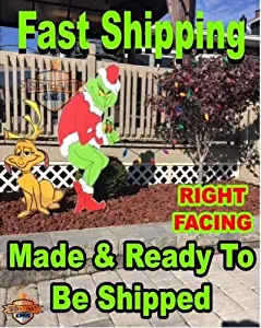 Grinch Stealing Christmas Lights & Max The Dog Right Facing Grinch Yard Art FAST SHIPPING