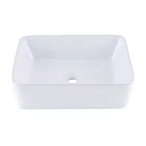 KES cUPC Bathroom Rectangular Porcelain Vessel Sink Above Counter White Countertop Bowl Sink for Lavatory Vanity Cabinet Contemporary Style, BVS110