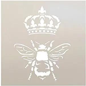 Queen Bee Crown Stencil by StudioR12 | Reusable Mylar Template | Royal French, Painting, Chalk, Furniture, Mixed Media | Use for Crafting, DIY Home Decor | STCL1130 | Select Sizes (9" x 9")