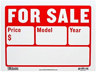 Plastic "For Sale" Sign Board (Size: 9" x 12", 2 Lines, Pack of 2) Retail Store/Car/Auto Sale Label Tags