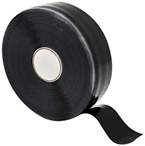 X-Treme Tape TPE-X36ZLB Silicone Rubber Self Fusing Tape, 1" x 36', Triangular, Black