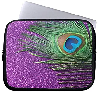 Laptop Sleeves Laptop Case Cover 17 Inch Purple Glittery Peacock Feather Still Life Laptop Sleeve