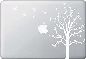 Apple Tree with Birds - MacBook or Laptop Decal (White)