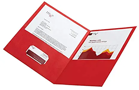 Office Depot Brand Leatherette Twin-Pocket Portfolios, Red, Pack Of 25