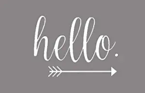 Creative Concepts Ideas Hello with Arrow Door Décor Large CCI Decal Vinyl Sticker|Cars Trucks Vans Walls Laptop|White|7.6 x 5.0 in|CCI2219