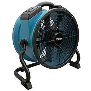 XPOWER X-34AR Variable Speed Sealed Motor Industrial Axial Air Mover, Blower, Fan with Built-in Power Outlets