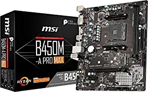 MSI ProSeries AMD Ryzen 2ND and 3rd Gen AM4 M.2 USB 3 DDR4 D-Sub DVI HDMI Crossfire ATX Motherboard (B450-A Pro Max) (B450APROMAX)
