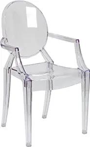 Flash Furniture Ghost Side Chair in Transparent Crystal with Arms