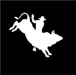 Chase Grace Studio Bull Rider Bull Riding Rodeo Cowboy Vinyl Decal Sticker|WHITE|Cars Trucks Vans SUV Laptops Tool Box Wall Art|5.5" X 5"|CGS321