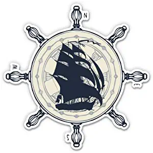 GT Graphics Express Sailing Ship Helm Compass Adventure Nautical - Vinyl Sticker Waterproof Decal