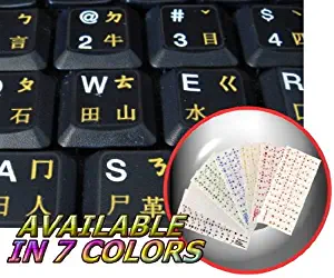 4Keyboard Chinese Keyboard Stickers with Yellow Lettering ON Transparent Background