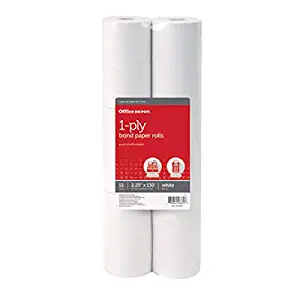 Office Depot Single-Ply Paper Rolls, 2 1/4in. x 130ft, White, Pack Of 12, 108862