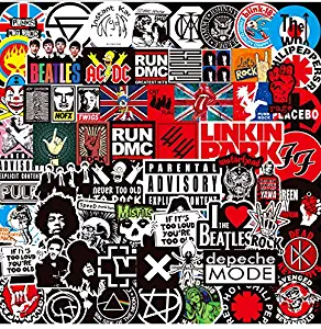 Water Bottle Rock and Roll Stickers Laptop Band Stickers Pack 100 Pcs Rock Decals for Water Bottle Laptops Ipad Cars Luggages