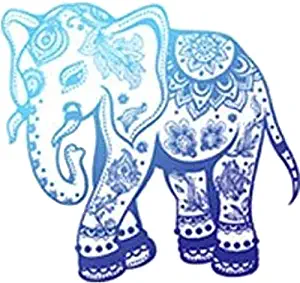 Divine Designs Pretty Blue Ombre Zen Yogi Yoga Peace Symbol Cartoon Vinyl Decal Sticker (4" Wide, Elephant)