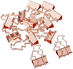 12 Pieces Universal Binder Clips Office Supplies Stationery Cute Paper Clips Double Clip Photo File Document Clamps Office Supplies (Rose Gold Penguin)