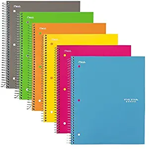 Five Star Spiral Notebooks, 3 Subject, College Ruled Paper, 150 Sheets, 11