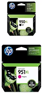 HP 950XL Black High Yield Original Ink Cartridge (CN045AN) and HP 951XL Magenta High Yield Original Ink Cartridge (CN047AN) Bundle