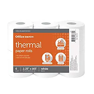 Office Depot Thermal Paper Rolls, 2 1/4in. x 165ft, White, Pack of 6, 108610