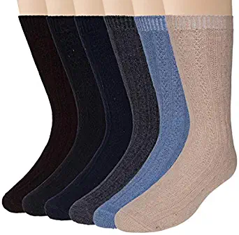 6 Pairs Mens Wool Socks Thermal Cozy Warm Winter Socks Men