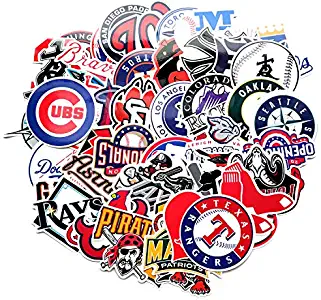 53 Pcs MLB Baseball Team Logo Stickers Pack PVC Waterproof Vinyl Skateboard Guitar Travel Case Sticker Door Laptop Luggage Car Bike Bicycle Cartoon Graffiti Stickers