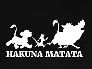 Hakuna Matata Lion King Decal Vinyl Sticker | Cars Trucks Vans Walls Laptop | White | 5.5 x 3 in |LLI725