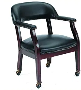 Boss Captain’s Chair In Black Vinyl W/ Casters