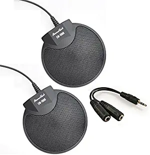 Sound Tech CM-1000 (Pack of 2) Table Top Conference Meeting Microphone with Omni-Directional Stereo 3.5mm Plug & Audio Spliter