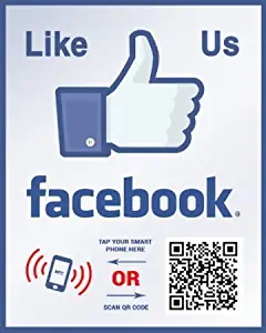 Like Us on Facebook Sticker - QR Code and NFC Tag - Two-Sided Social Media Storefront Window Decal - Custom Designed for Facebook