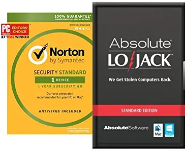 Norton Security Standard - 1 Device [Key Card] with Computrace LoJack for Laptops Standard 1 Year [Online Code]