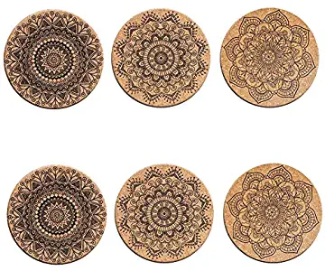 6 PACK Cork Coasters for Drinks Reusable Absorbent Cup Coaster for Office, Restaurant, New Home, Apartment Decor, Living Room Décor, Cold or Warm Drinks, Wine Glasses, Holiday Party