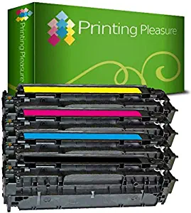 Printing Pleasure 4 (Full Set) Compatible Toner Cartridges for HP Laserjet CM2320 CP2020 CP2025 Canon i-SENSYS LBP7200Cdn LBP7210Cdn LBP7660Cdn LBP7680Cx - Black/Cyan/Magenta/Yellow, High Yield