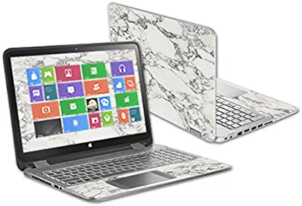 Mightyskins Skin Compatible with Hp Envy X360 15.6" - White Marble | Protective, Durable, and Unique Vinyl Decal Wrap Cover | Easy to Apply, Remove, and Change Styles | Made in The USA