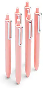 Poppin Retractable Gel Luxe Pens, Blush, Package Of 6, Black Ink