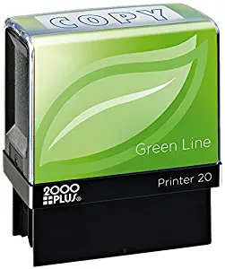 2000 PLUS Green Line Self-Inking Message Stamp, Copy, 80% Recycled, 1 1/2" x 9/16" Impression, Blue Ink (098367)