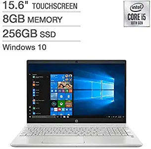 HP Pavilion 15.6-inch FHD Laptop, Intel 10th Gen Quad-Core i5-1035G1 Processor, 8GB DDR4 Memory, 256GB SSD, WiFi, Bluetooth, Windows 10 Home, Silver